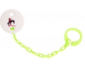 Attache-tétineSpiderman design-1 avec prénom couleur Verte