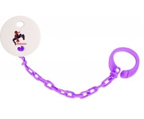 Attache-tétineSpiderman design-1 avec prénom couleur Violet