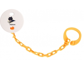 Attache-tétineBatman kids logo design-1 avec prénom couleur Orange