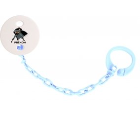 Attache-tétineBatman avec prénom couleur Bleu ciel