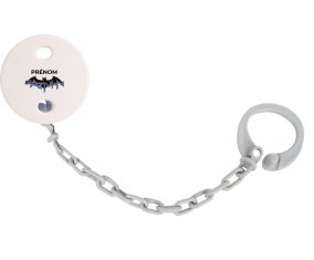 Attache-tétineBatman logo design-3 avec prénom couleur Grise