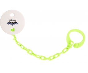 Attache-tétineBatman logo design-3 avec prénom couleur Verte