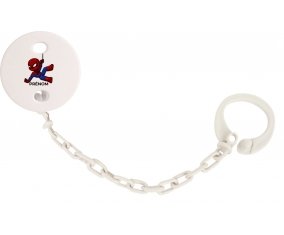 Attache-tétineSpiderman kids design-1 avec prénom couleur Blanc