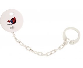 Attache-tétineSpiderman design-6 avec prénom couleur Blanc