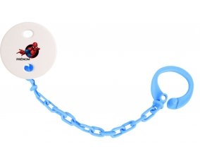 Attache-tétineSpiderman design-6 avec prénom couleur Bleu turquoise