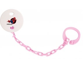 Attache-tétineSpiderman design-6 avec prénom couleur Rose clair
