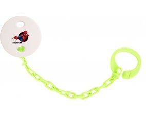Attache-tétineSpiderman design-6 avec prénom couleur Verte
