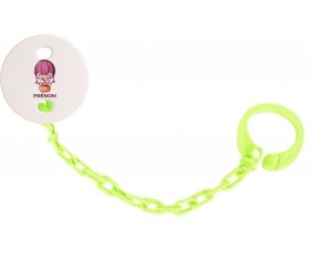 Attache-tétineAnimaux rigolos Ballon et ours avec prénom couleur Verte