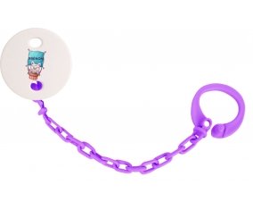 Attache-tétineAnimaux rigolos Chat avec prénom couleur Violet