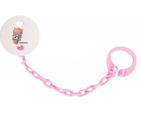 Attache-tétineAnimaux rigolos Taureau avec prénom couleur Rose clair