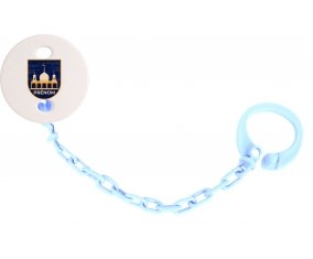 Attache-tétineIslam mosqué avec prénom design-3 couleur Bleu ciel