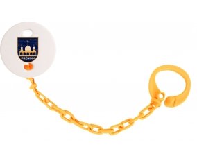 Attache-tétineIslam mosqué avec prénom design-3 couleur Orange