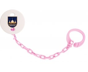 Attache-tétineIslam mosqué avec prénom design-3 couleur Rose clair