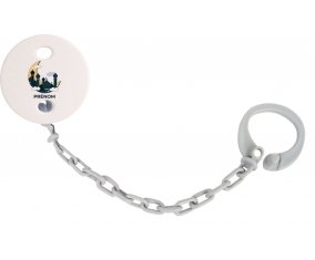 Attache-tétineIslam mosqué avec prénom design-5 couleur Grise