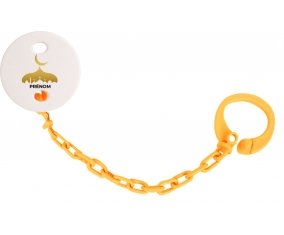 Attache-tétineIslam mosqué avec prénom design-6 couleur Orange