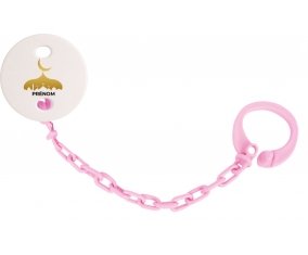 Attache-tétineIslam mosqué avec prénom design-6 couleur Rose clair