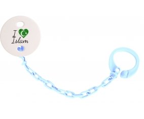 Attache-tétineI love islam couleur Bleu ciel