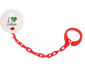 Attache-tétineI love islam couleur Rouge