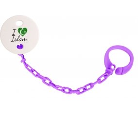 Attache-tétineI love islam couleur Violet