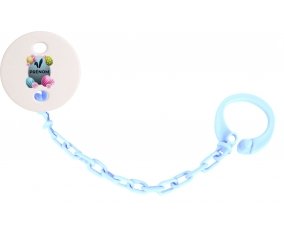 Attache-tétineOeuf de Pâques design-8 avec prénom couleur Bleu ciel