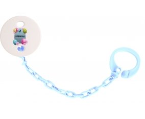 Attache-tétineOeuf de Pâques design-12 avec prénom couleur Bleu ciel