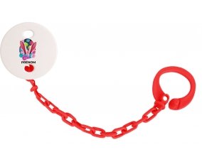 Attache-tétineOeuf de Pâques design-13 avec prénom couleur Rouge