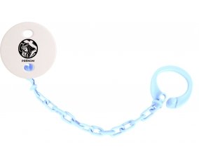 Attache-tétineJesus Christ design-2 avec prénom couleur Bleu ciel