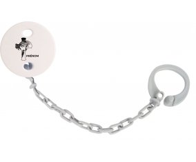 Attache-tétineJesus Christ design-3 avec prénom couleur Grise