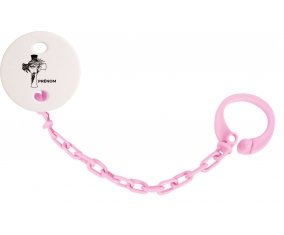 Attache-tétineJesus Christ design-3 avec prénom couleur Rose clair