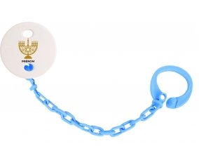 Attache-tétineJudaisme : Hanoukkia design-1 couleur Bleu turquoise