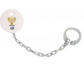 Attache-tétineJudaisme : Hanoukkia design-1 couleur Grise