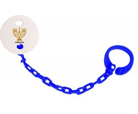 Attache-tétineJudaisme : Hanoukkia design-1 couleur Marine