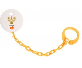 Attache-tétineJudaisme : Hanoukkia design-1 couleur Orange