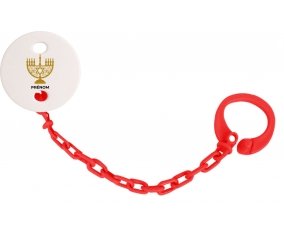 Attache-tétineJudaisme : Hanoukkia design-1 couleur Rouge
