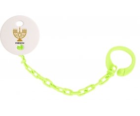 Attache-tétineJudaisme : Hanoukkia design-1 couleur Verte