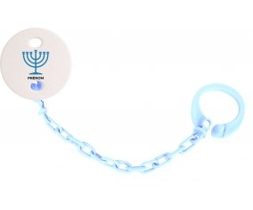 Attache-tétineJudaisme : Menorah couleur Bleu ciel