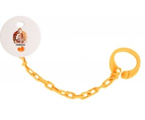 Attache-tétineBouddhisme méditation zen design-2 avec prénom couleur Orange