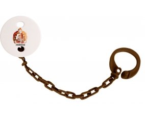 Attache-tétineBouddhisme méditation zen design-2 avec prénom couleur Marron