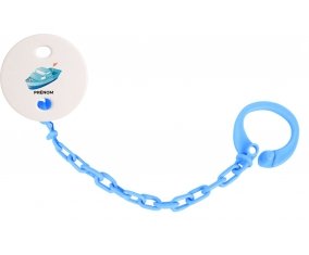 Attache-tétineJouet toys Bateau design-3 avec prénom couleur Bleu turquoise