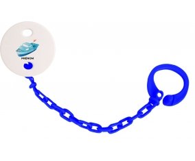 Attache-tétineJouet toys Bateau design-3 avec prénom couleur Marine