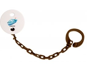 Attache-tétineJouet toys Bateau design-3 avec prénom couleur Marron