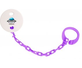 Attache-tétineSoucoupe volante toys Fusée avec prénom couleur Violet