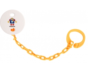 Attache-tétineJouet toys Robot avec prénom couleur Orange
