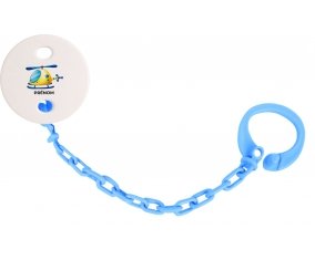 Attache-tétineJouet toys Hélicoptère design-1 avec prénom couleur Bleu turquoise