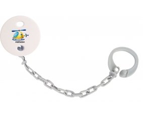 Attache-tétineJouet toys Hélicoptère design-1 avec prénom couleur Grise
