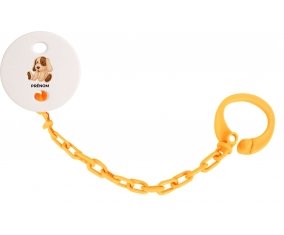 Attache-tétineJouet toys Chiot avec prénom couleur Orange