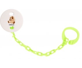 Attache-tétineJouet toys Chiot avec prénom couleur Verte