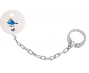 Attache-tétineJouet toys Dauphin avec prénom couleur Grise