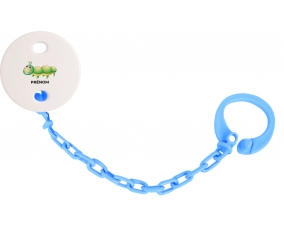 Attache-tétineJouet toys Chenille avec prénom couleur Bleu turquoise