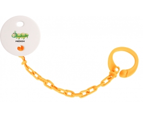 Attache-tétineJouet toys Chenille avec prénom couleur Orange